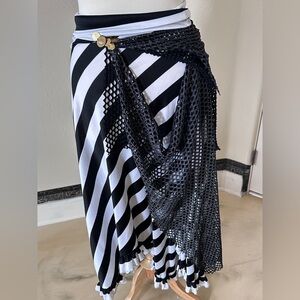 Handmade Black & White Fishnet Coin Skirt – Pirate, Victorian, Steampunk - S/M